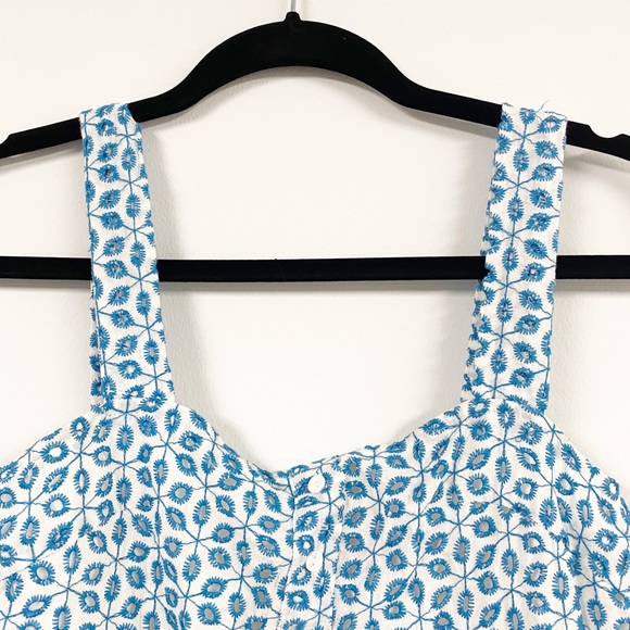 Blue and White Eyelet Tank MIDI Dress - Picture 4 of 10